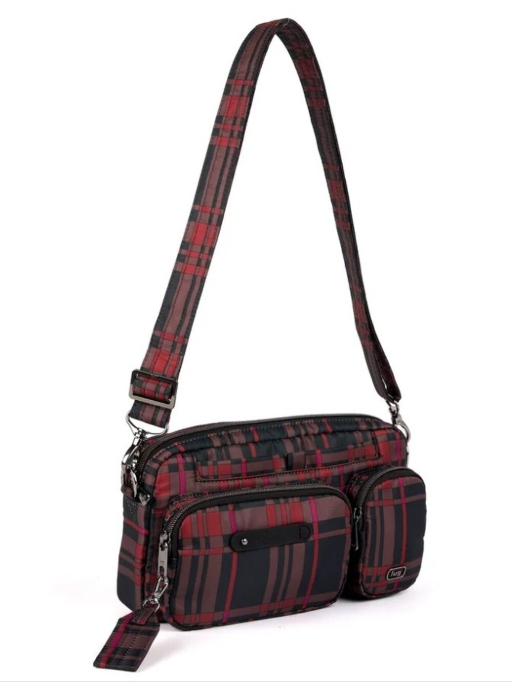$75 Retail NWT Lug Switcheroo Crossbody Sling Bag, Berry Plaid = Rare, Sold-Out